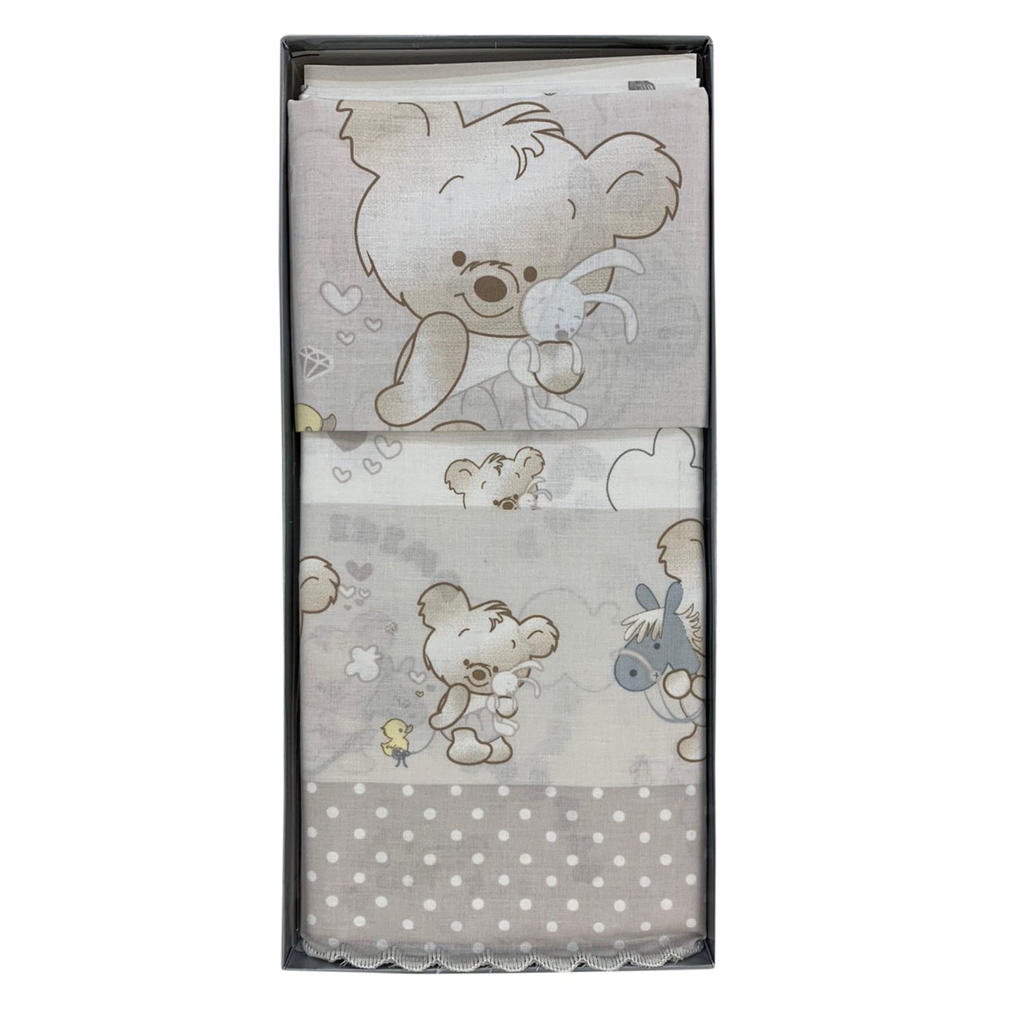 Coordinato lettino Piccole Emozioni neonato set 3 pezzi in cotone stampato 2538