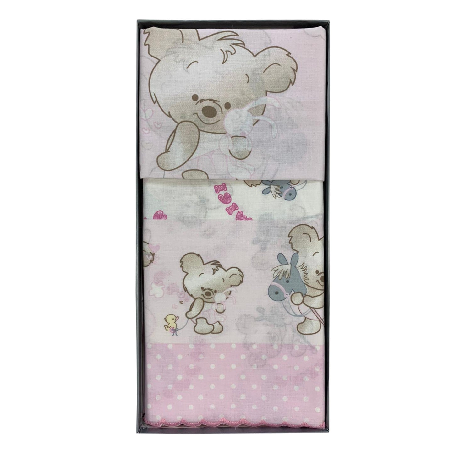 Coordinato lettino Piccole Emozioni neonato set 3 pezzi in cotone stampato 2538