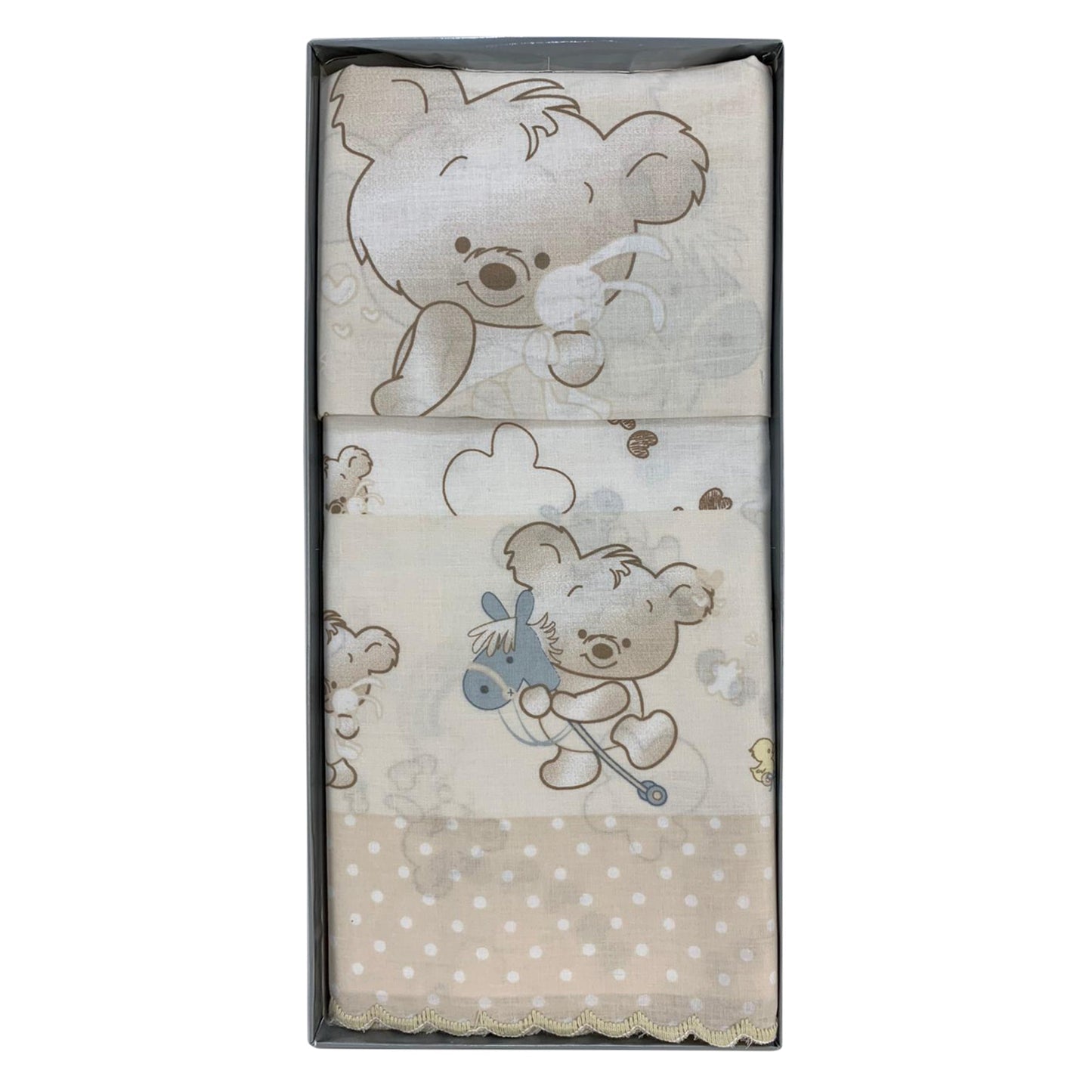 Coordinato lettino Piccole Emozioni neonato set 3 pezzi in cotone stampato 2538