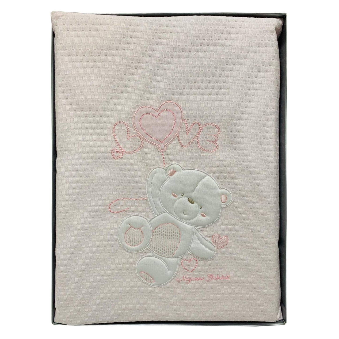 Copertina culla carrozzina ricamata Nazareno Gabrielli in piquet di cotone 2585