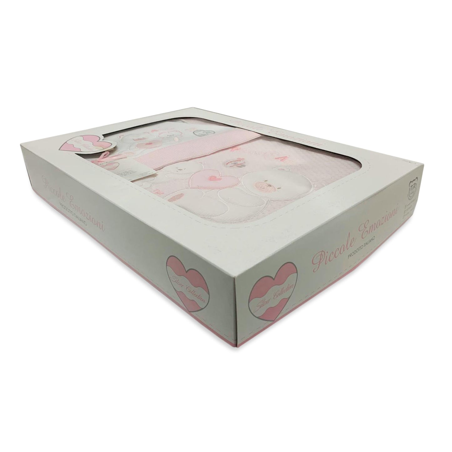 Coordinato culla in cotone ricamato Piccole Emozioni set 4pz con copertina 2589