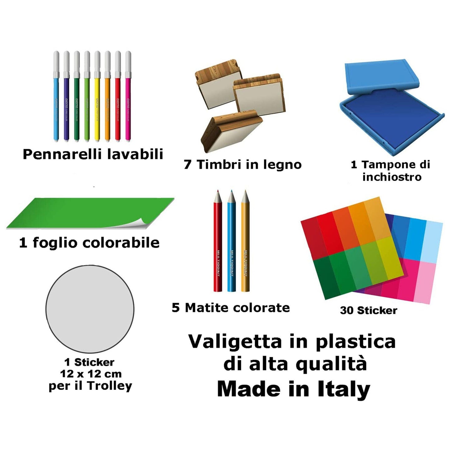 Set cancelleria trolley Giotto con timbri ufficiale Disney Principesse 2646