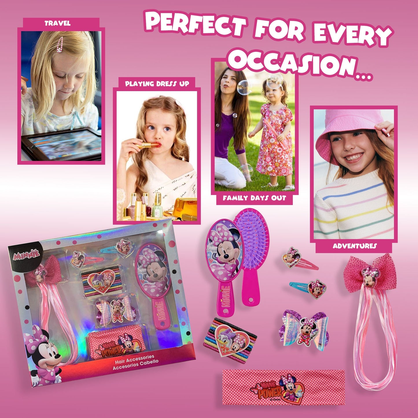 Accessori per capelli Disney Minnie kit 18 pz spazzola fermagli 2712