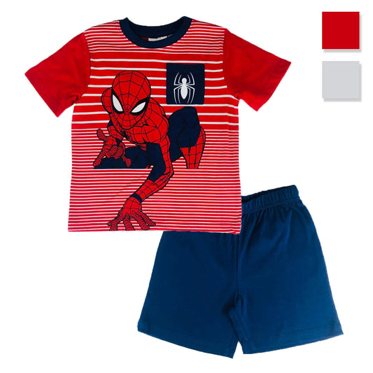Pigiama bambino Marvel Spiderman t-shirt e pantaloncino in cotone stampato 2817