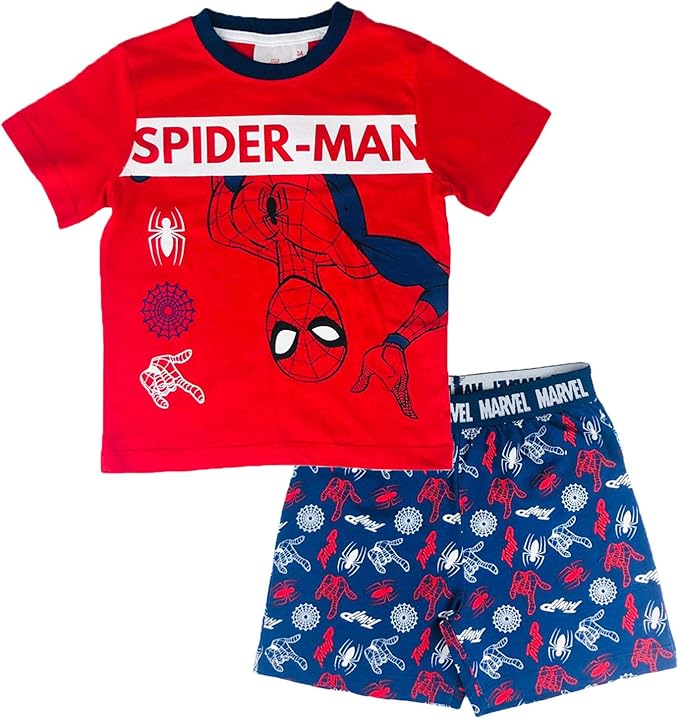 Pigiama bambino Marvel Spiderman t-shirt e pantaloncino in cotone stampato 2818