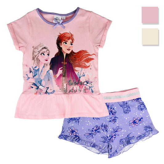 Pigiama bambina Disney Frozen II t-shirt e pantaloncino in cotone stampato 2819