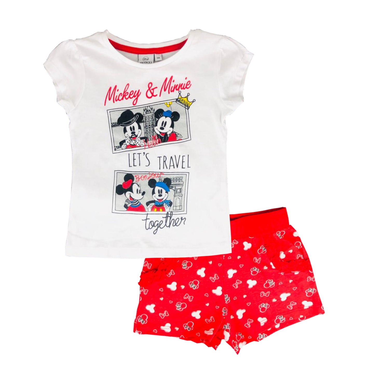 Pigiama bambina Disney Minnie t-shirt e pantaloncino in cotone stampato 2820