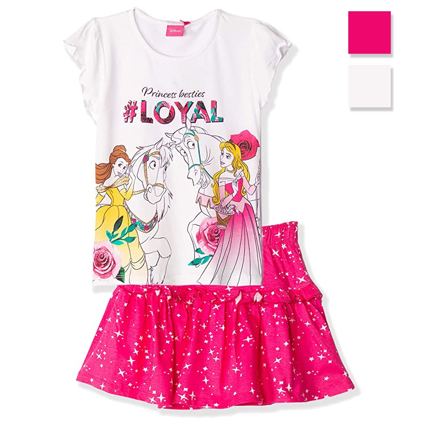 Maglietta con gonna Disney Principesse T-shirt in cotone vestitino stampato 2892