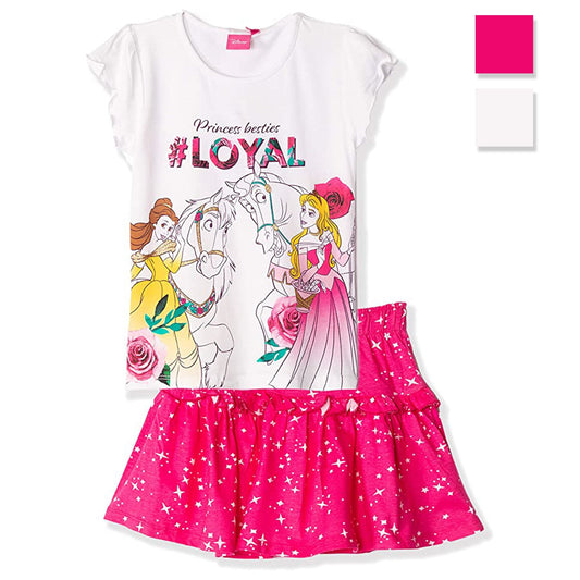 Maglietta con gonna Disney Principesse T-shirt in cotone vestitino stampato 2892