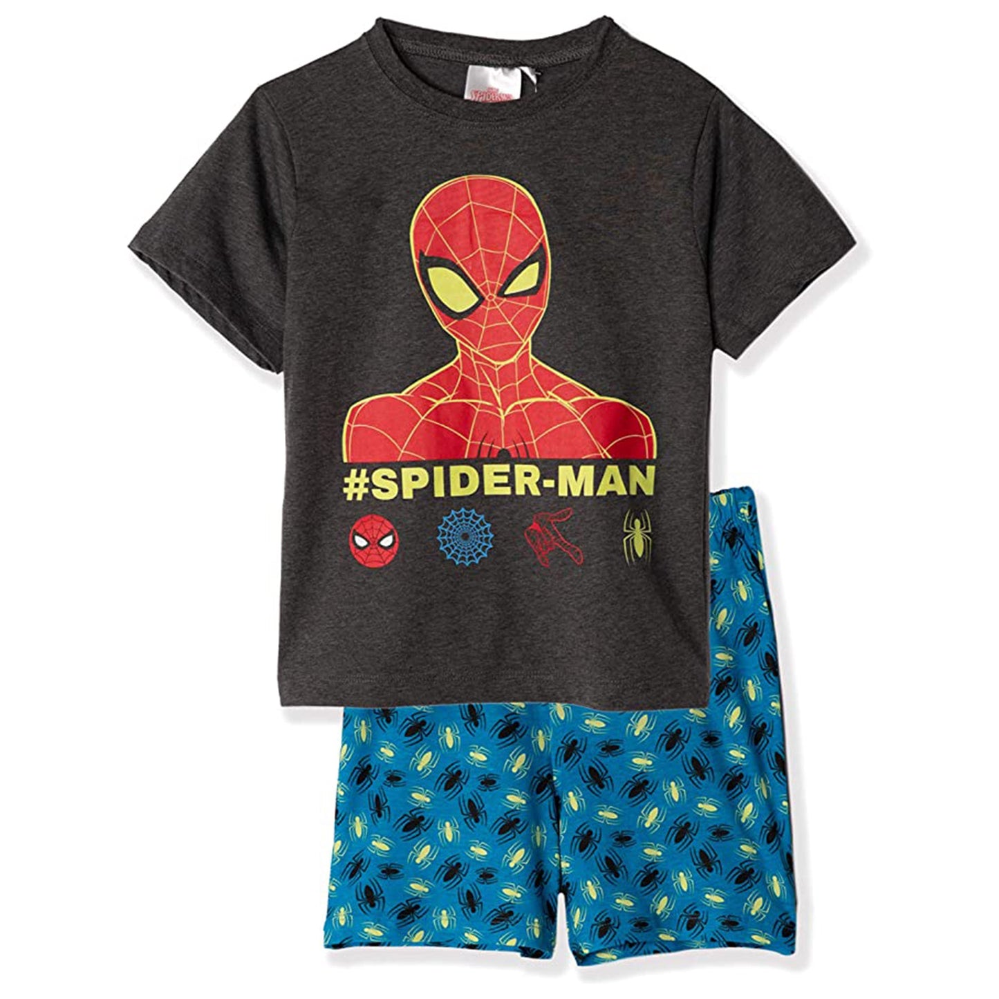 Pigiama corto bambino Marvel Spiderman t-shirt e pantaloncino in cotone 2899