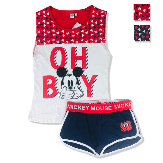 Pigiama corto donna Disney Mickey Mouse canotta e pantaloncino in cotone 2901