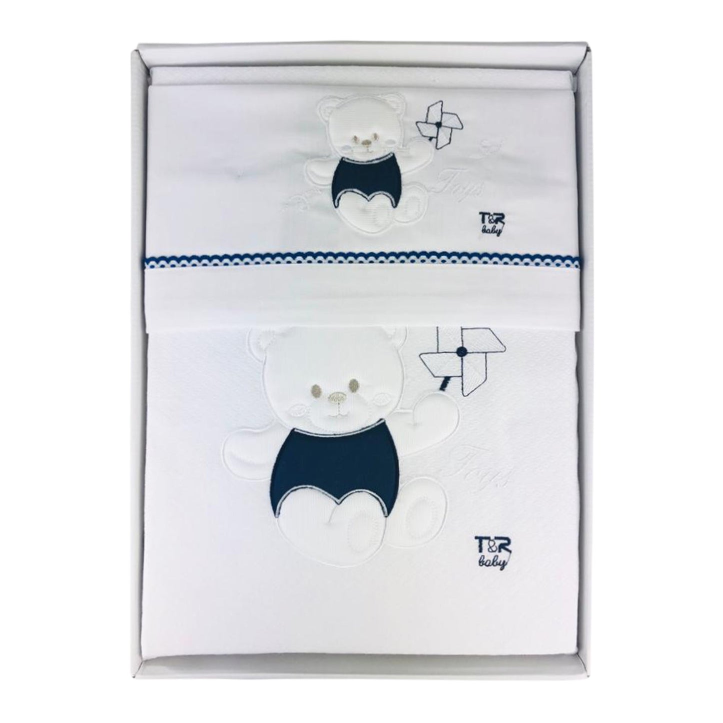 Coordinato lettino cotone ricamato Piccole Emozioni set 4pz con copertina 2911