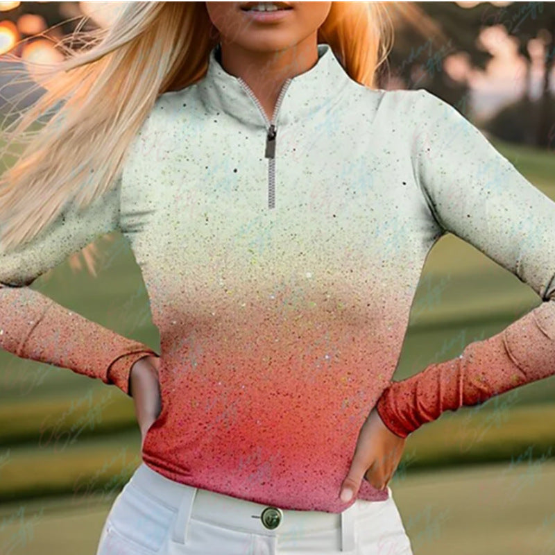 Women's Fashion Long Sleeve Golf Jersey Quick-drying Breathable