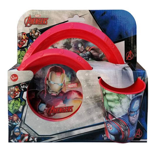 Set Pappa Avengers Supereroe Piatto Piano Piatto Fondo E Bicchiere Bambino 3278