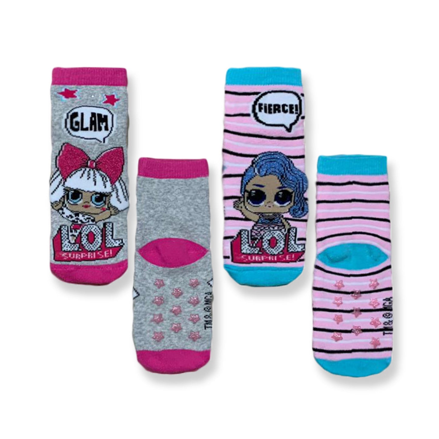 Calzini LOL Surprise antiscivolo set 2 paia per bambina in cotone 3315