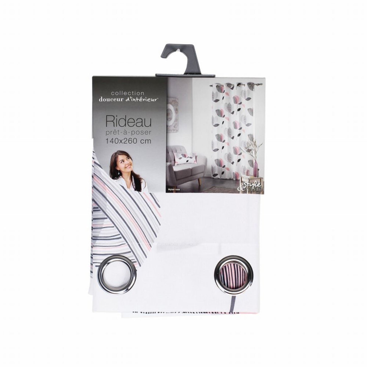 Tenda arredo 1 pannello con borchie Douceur d'Intérieur 140x260 cm 3342