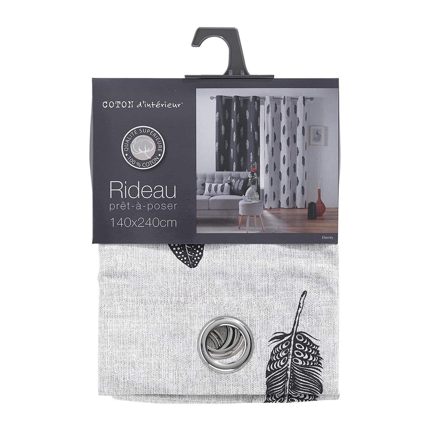 Tenda arredo 1 pannello con borchie Douceur d'Intérieur 140x240 cm 3344