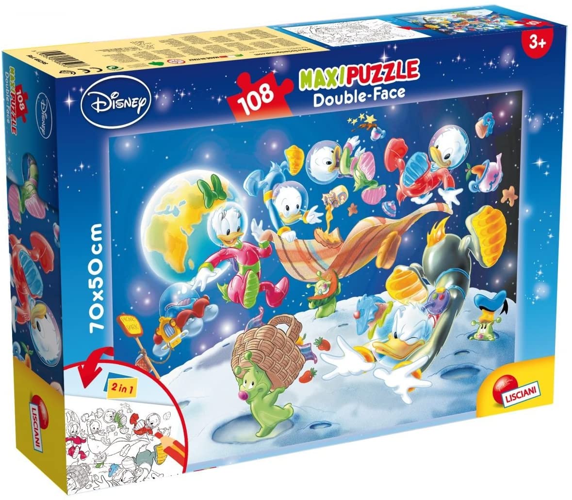 Puzzle maxi double-face Disney Paperino Qui Quo Qua 108 pz retro colorabile 3356