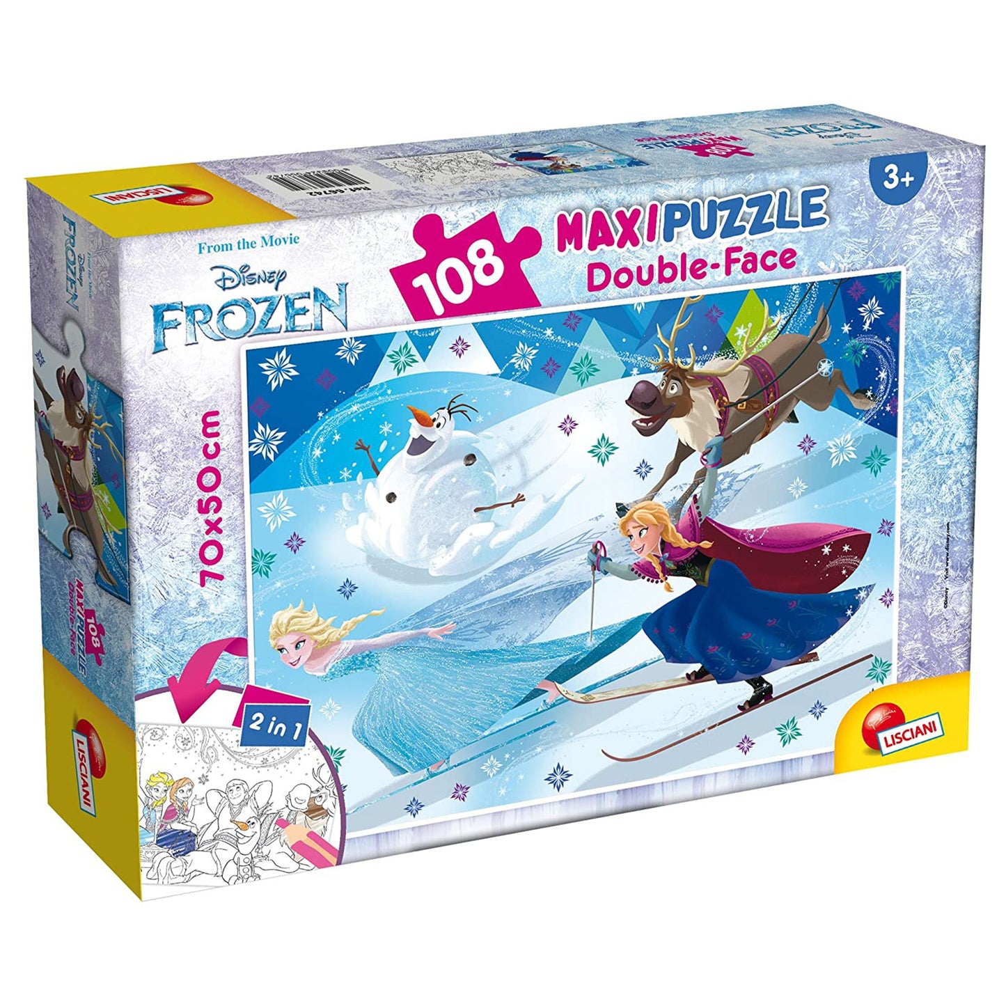 Puzzle maxi double-face Disney Frozen Elsa e Anna 108 pz retro colorabile 3361