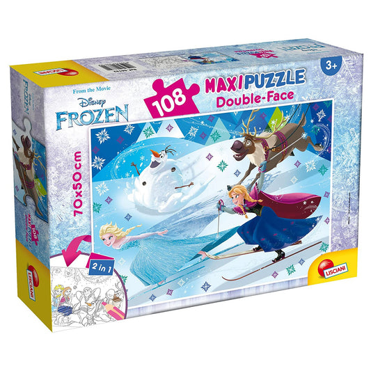 Puzzle maxi double-face Disney Frozen Elsa e Anna 108 pz retro colorabile 3361