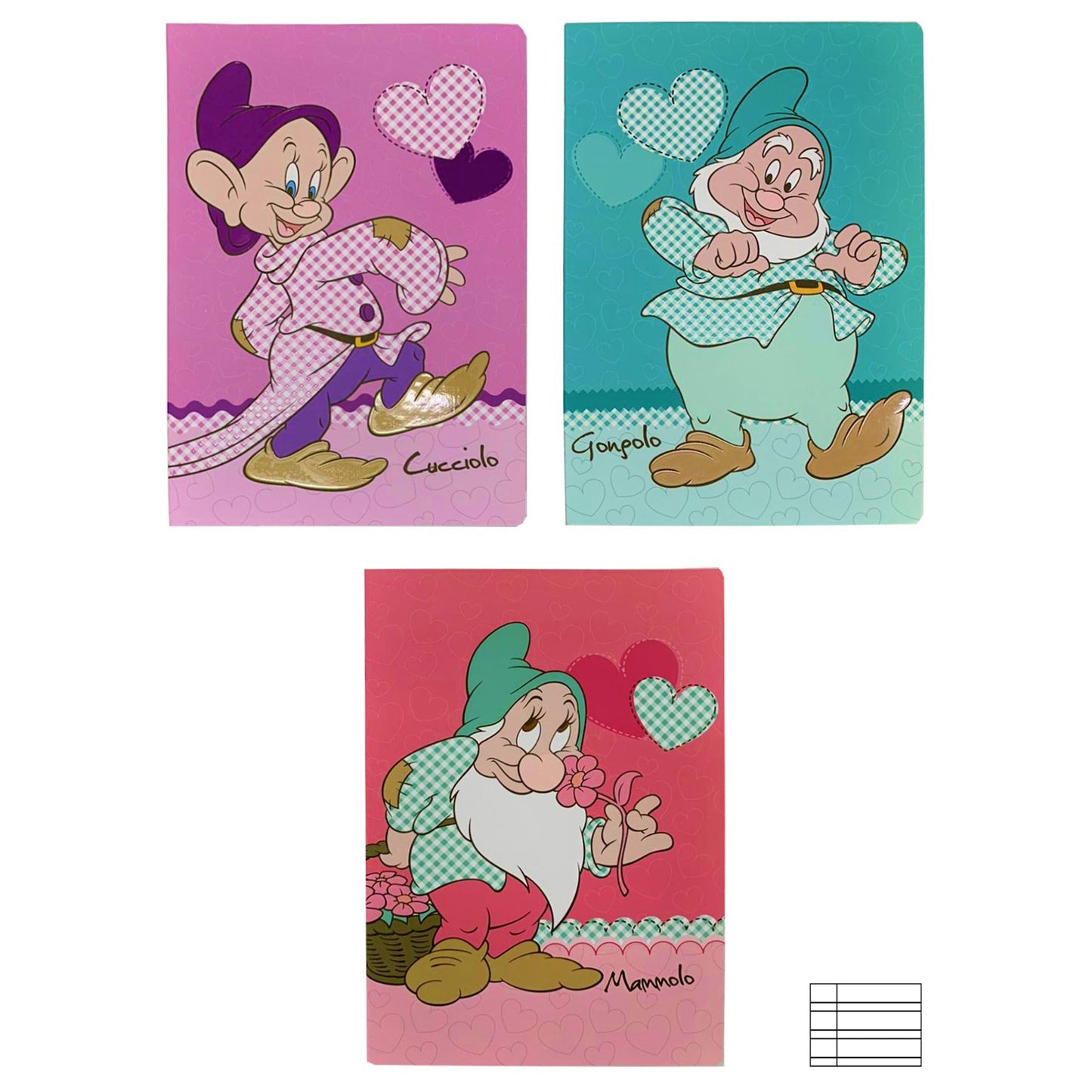 Quaderno pacco 12 pezzi maxi quadernone A4 Disney 7 nani rigatura B 3376