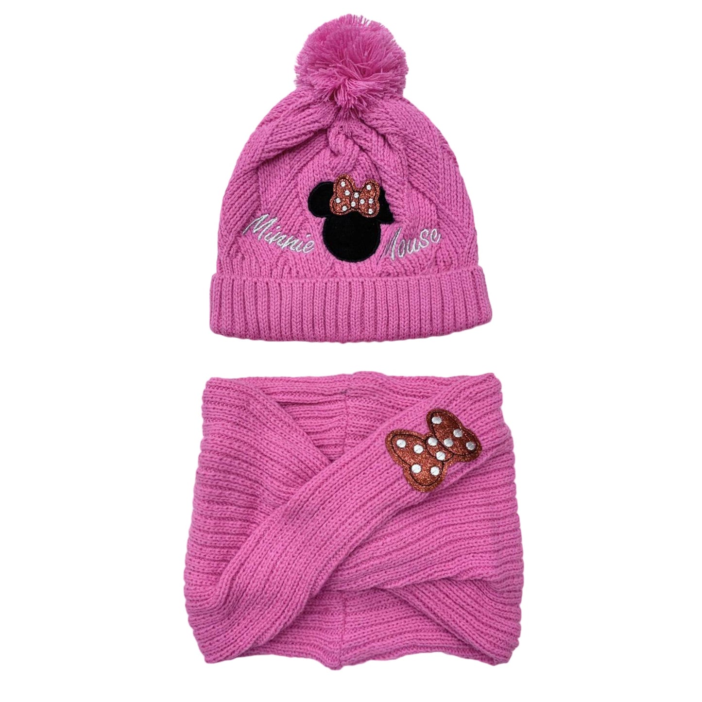 Cappello e scaldacollo invernale Disney Minnie Pon Pon cappellino bambina 3403