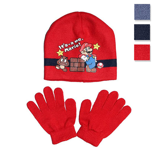 Set cappello, guanti invernale Super Mario Bros Nintendo cappellino bambino 3406