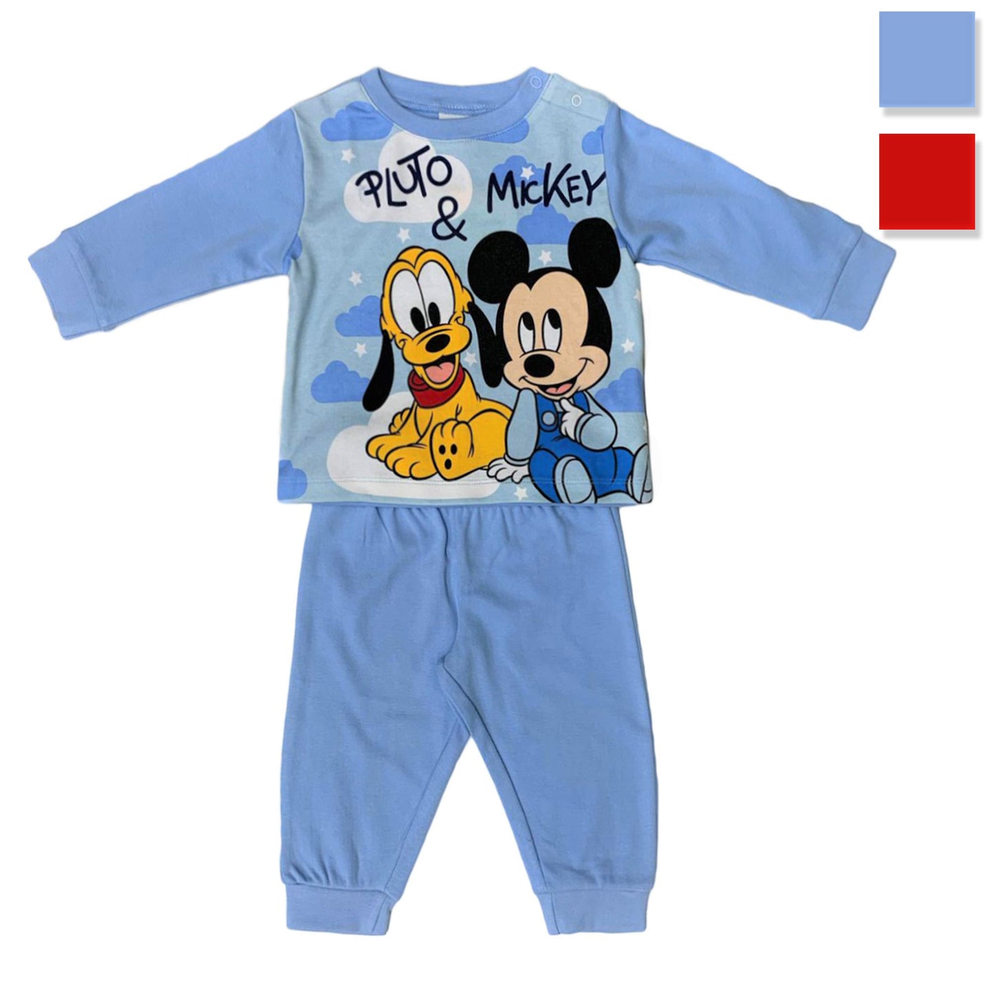 Pigiama ufficiale Disney Mickey Mouse cotone maniche lunghe neonato bambino 3436