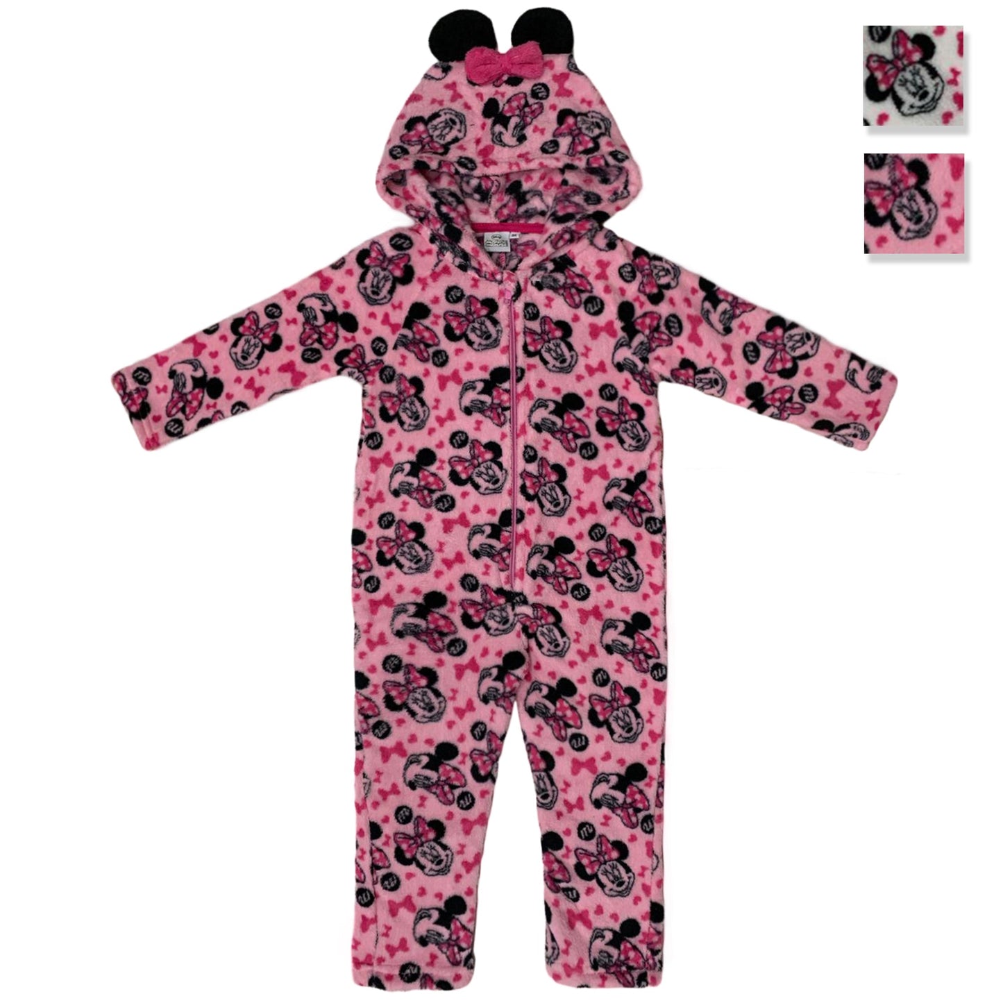 Pigiama un pezzo con cappuccio ufficiale Disney Minnie bambina ragazza 3446