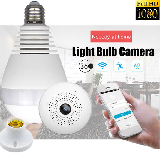 Lampadina Bianca 360 sorveglianza spy cam videocamera panoramica ip camera wifi