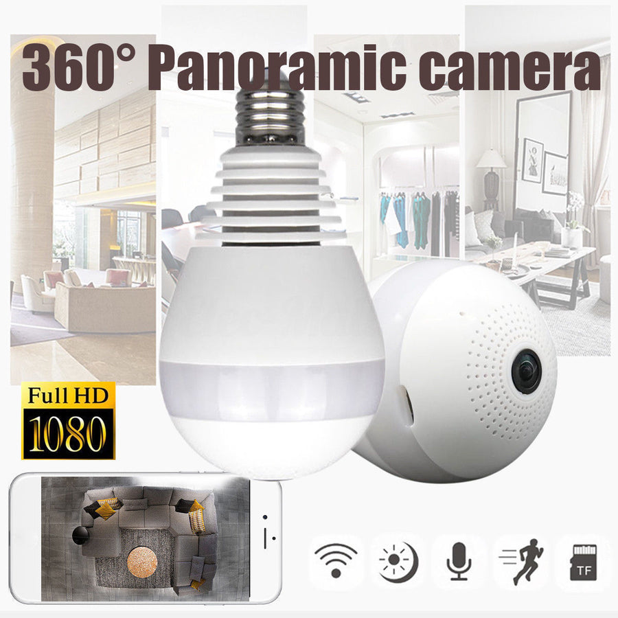 Lampadina Bianca 360 sorveglianza spy cam videocamera panoramica ip camera wifi