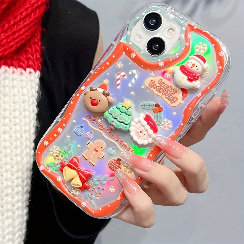 Adorable 3D Christmas Tree Doll Radiant Phone Case For iPhone 15 14 13 12 11 Pro Max X XS XR MAX 8 7 Plus Snowman Deer Santa