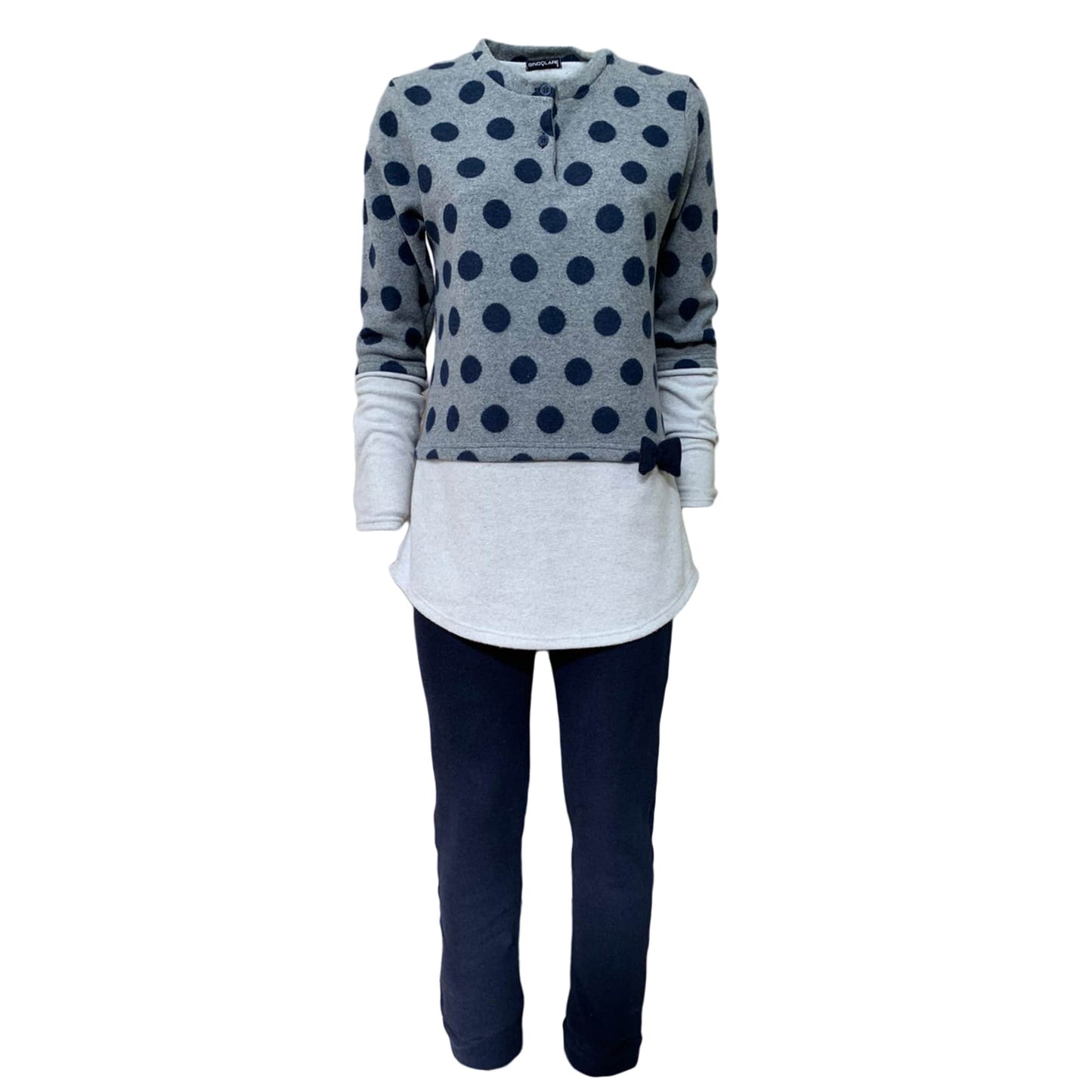 Pigiama serafino invernale lungo donna pile Character out of Singolare 3688
