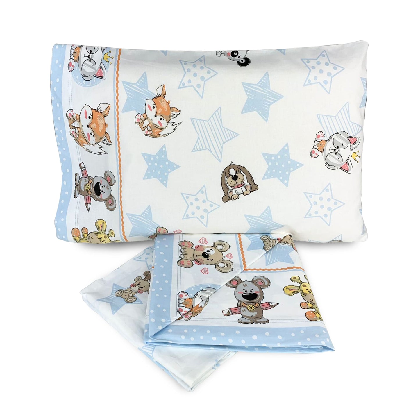 Completo lenzuola culla lettino in cotone Biancaluna stampato set 3pz 3729