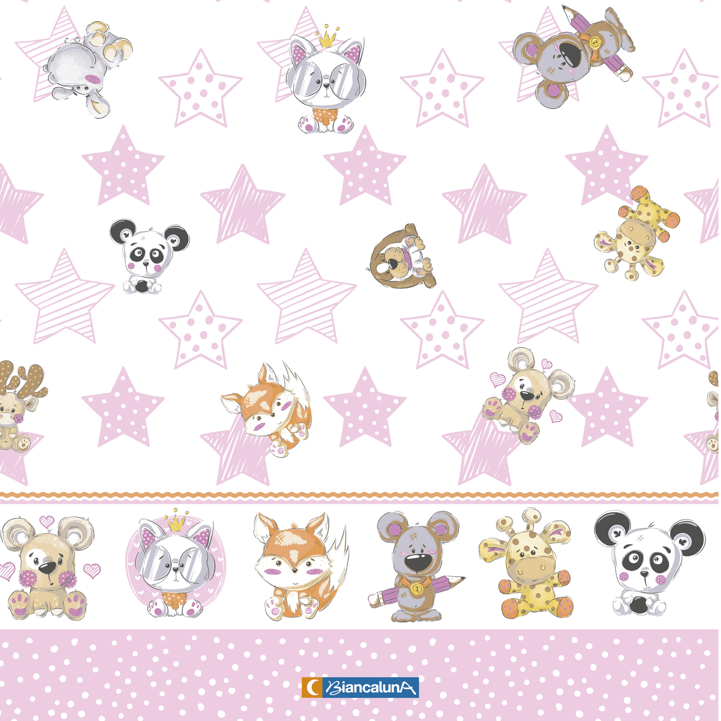 Completo lenzuola culla lettino in cotone Biancaluna stampato set 3pz 3729