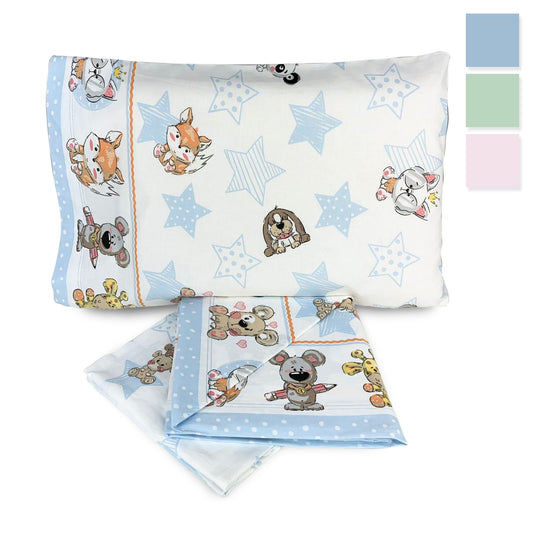 Completo lenzuola culla lettino in cotone Biancaluna stampato set 3pz 3729