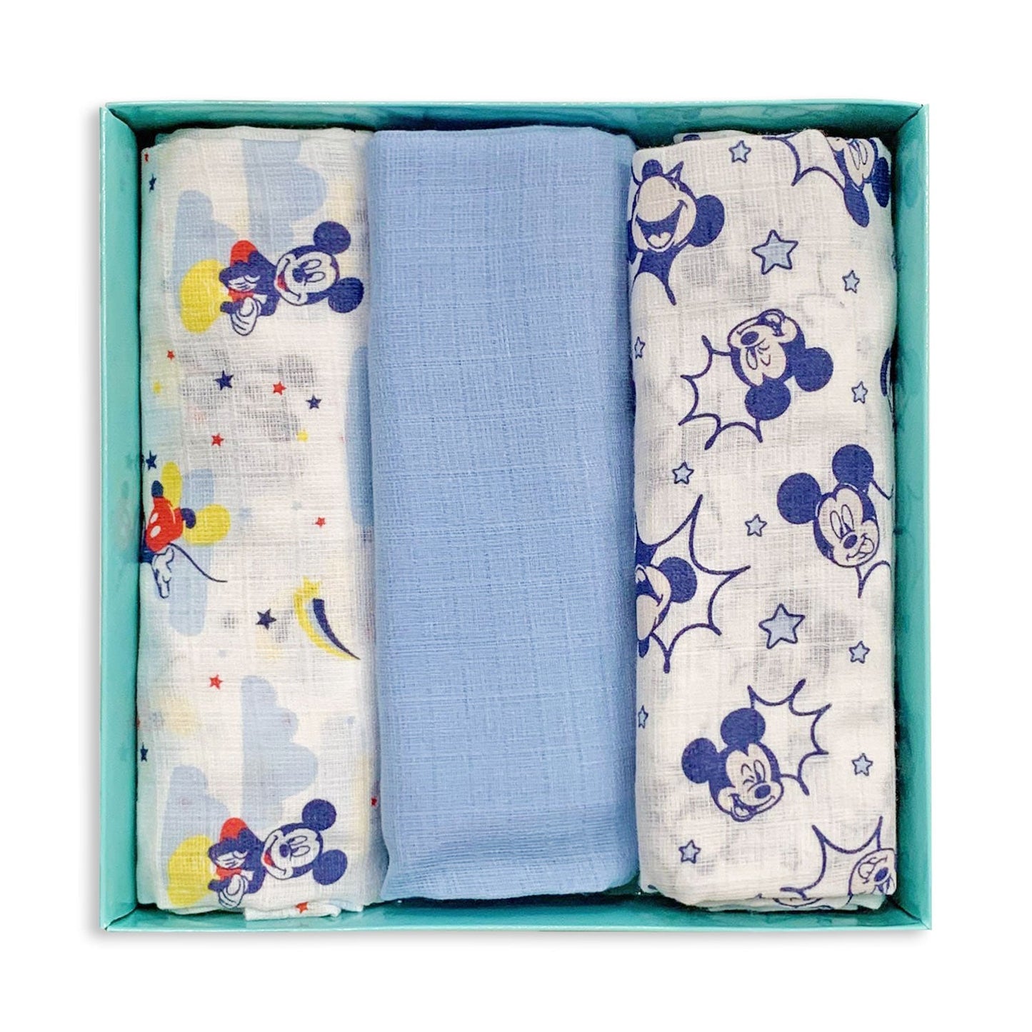 Set tris quadrati in garza di puro cotone Disney Mickey Mouse 3 pezzi 3761