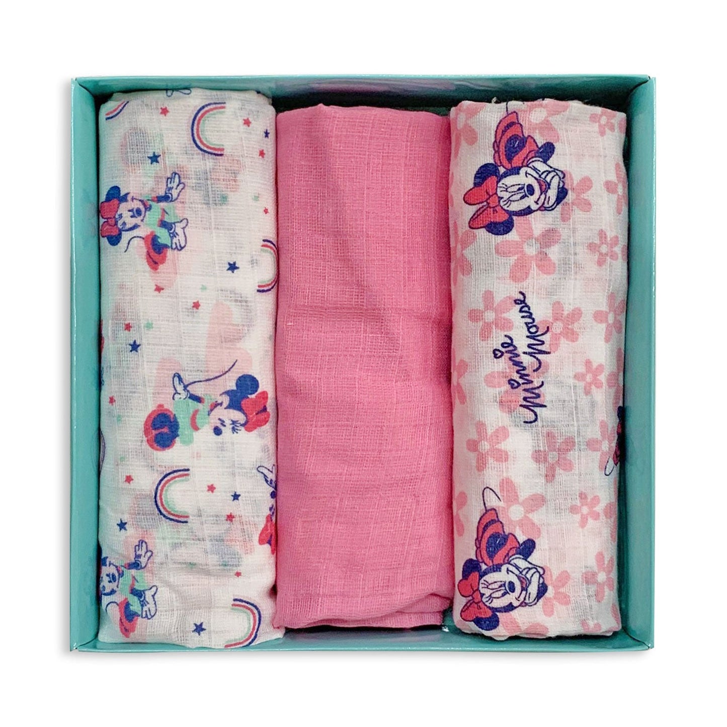 Set tris quadrati in garza di puro cotone Disney Minnie Mouse 3 pezzi 3762