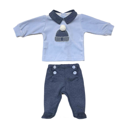 Completo neonato coordinato invernale Completino in ciniglia bimbo 3794