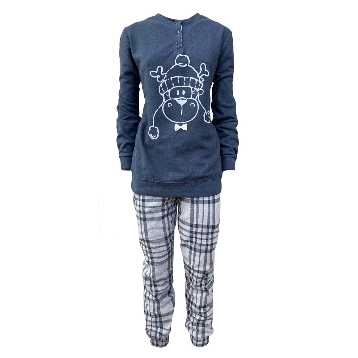 Pigiama serafino invernale lungo donna punto milano scozzese Pop Corn 3798