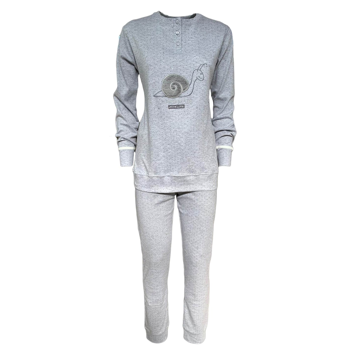 Pigiama serafino invernale lungo donna Interlock caldo cotone Pop Corn 3800