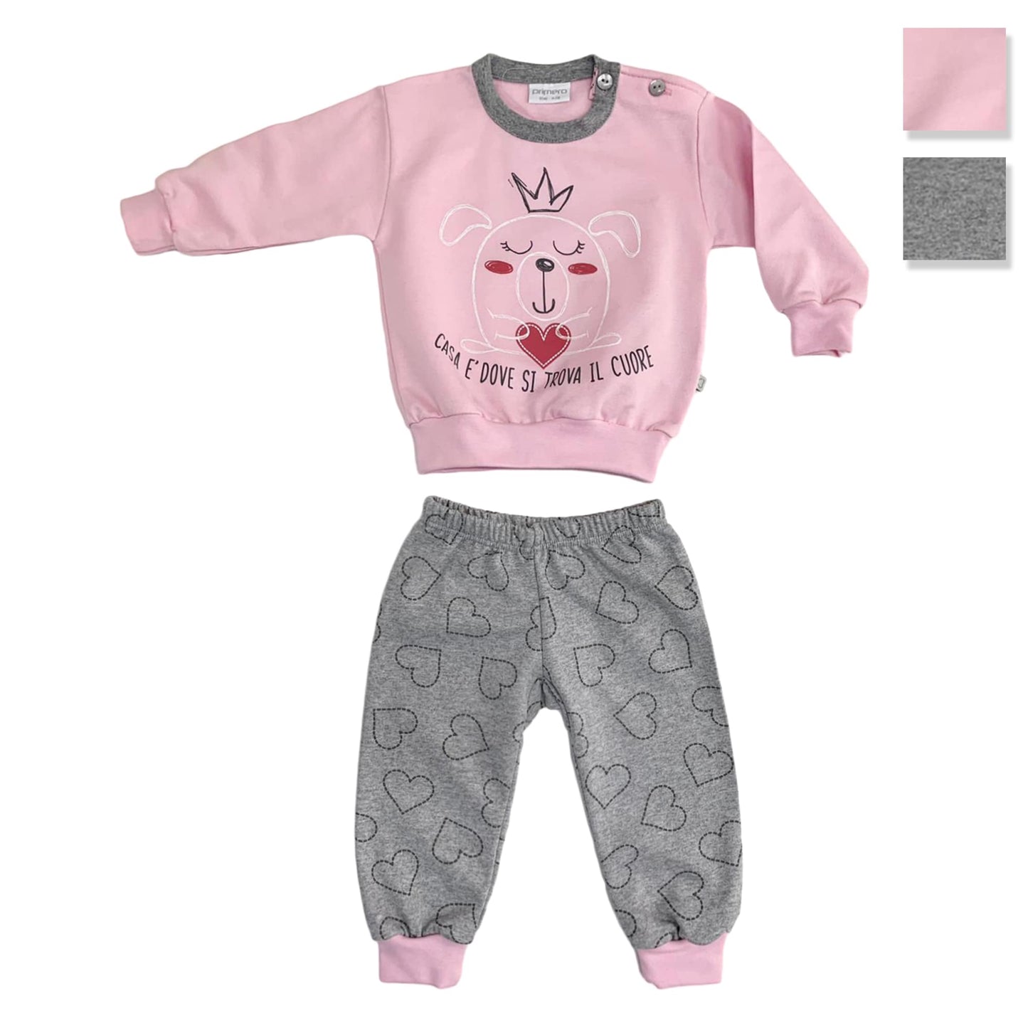 Pigiama invernale caldo cotone neonato bambina stampato Felpa spalla aperta 3805