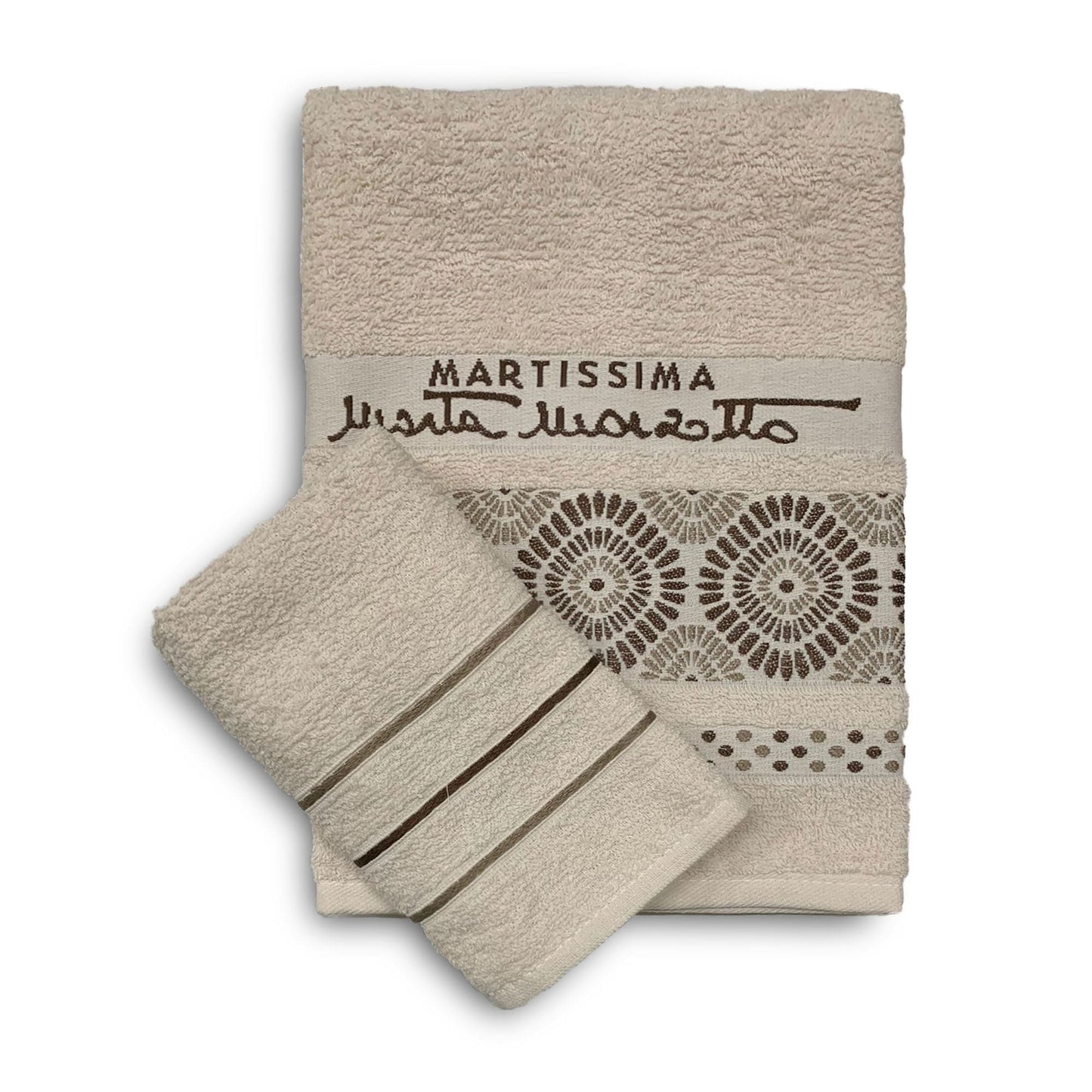 Set asciugamani bagno 1+1 in cotone viso e ospite Martissima Marta Marzotto 3934