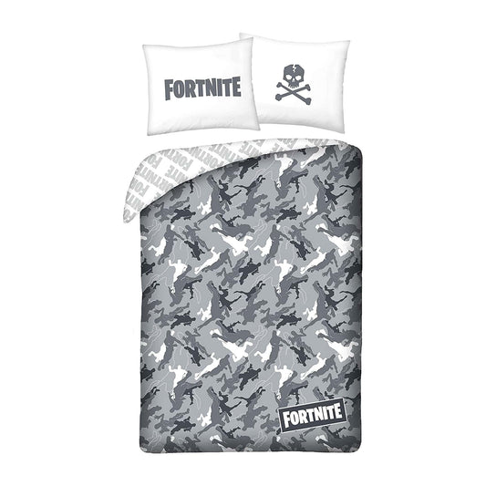 Set letto singolo copripiumino + federa ufficiale Fortnite in cotone 3949