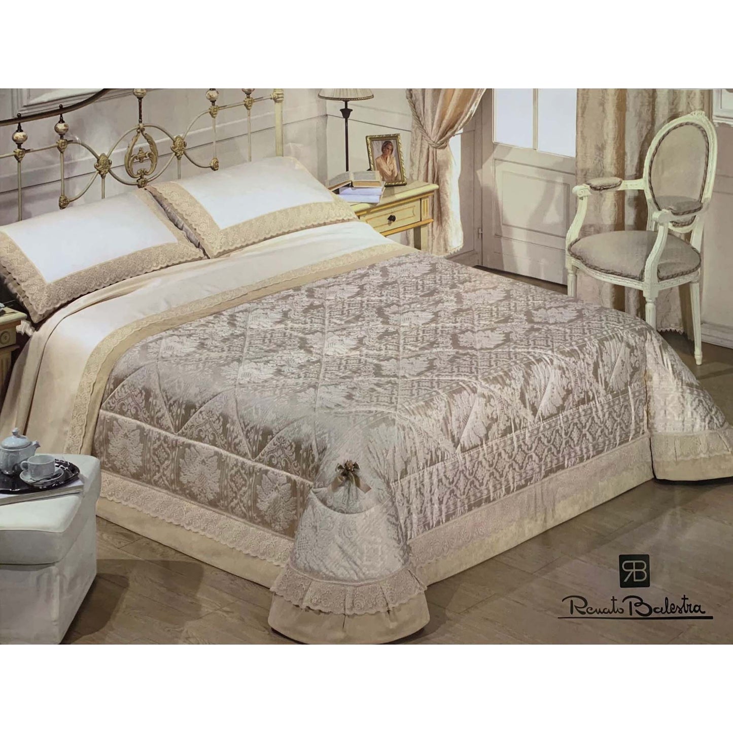 Trapuntino primaverile letto matrimoniale Renato Balestra Macramè Pizzo 3961