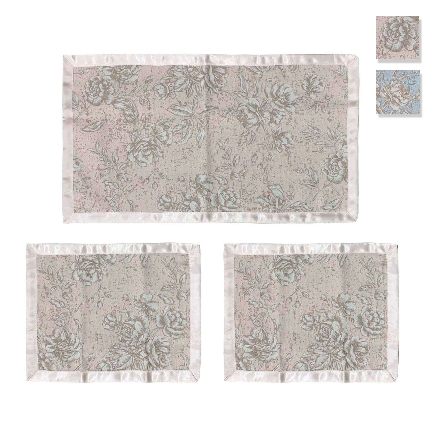 Completo centrini e runner set 3 pezzi Nausikaa decorativi Fiori Adria 3975