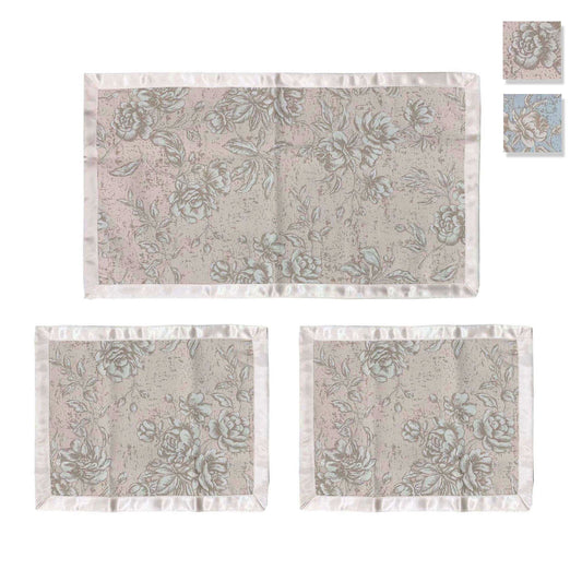 Completo centrini e runner set 3 pezzi Nausikaa decorativi Fiori Adria 3975