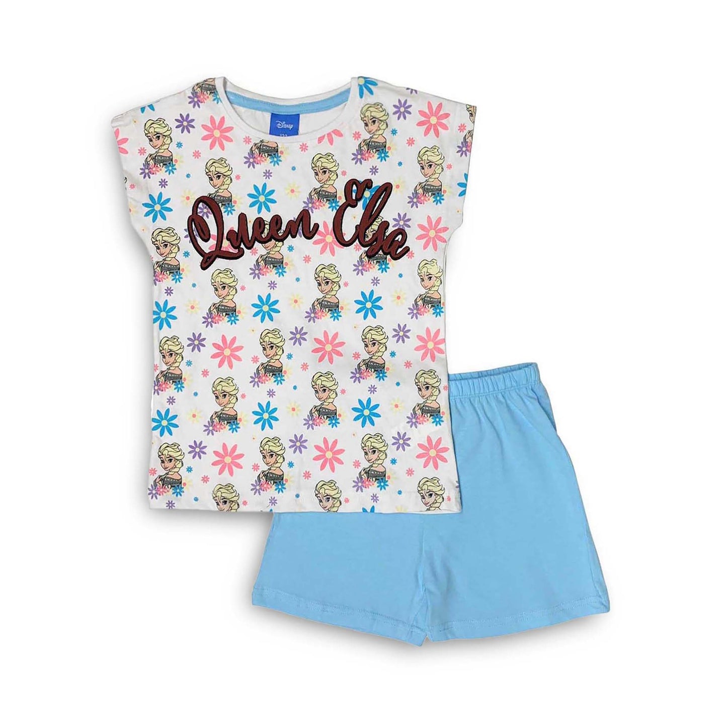 Pigiama corto bambina Disney Frozen completo t-shirt e pantaloncino cotone 3984