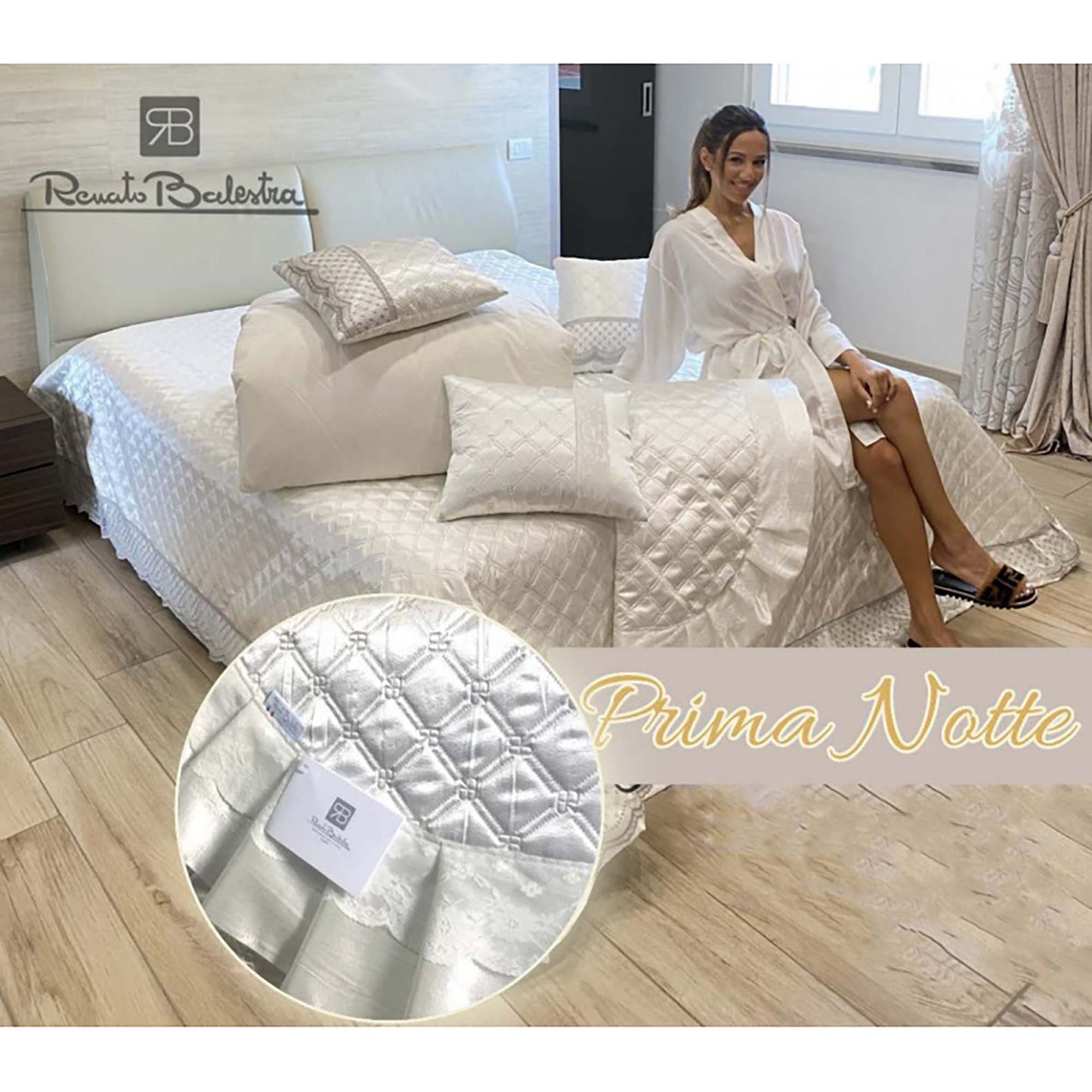 Trapuntino primaverile letto matrimoniale raso Renato Balestra 2 piazze 3995