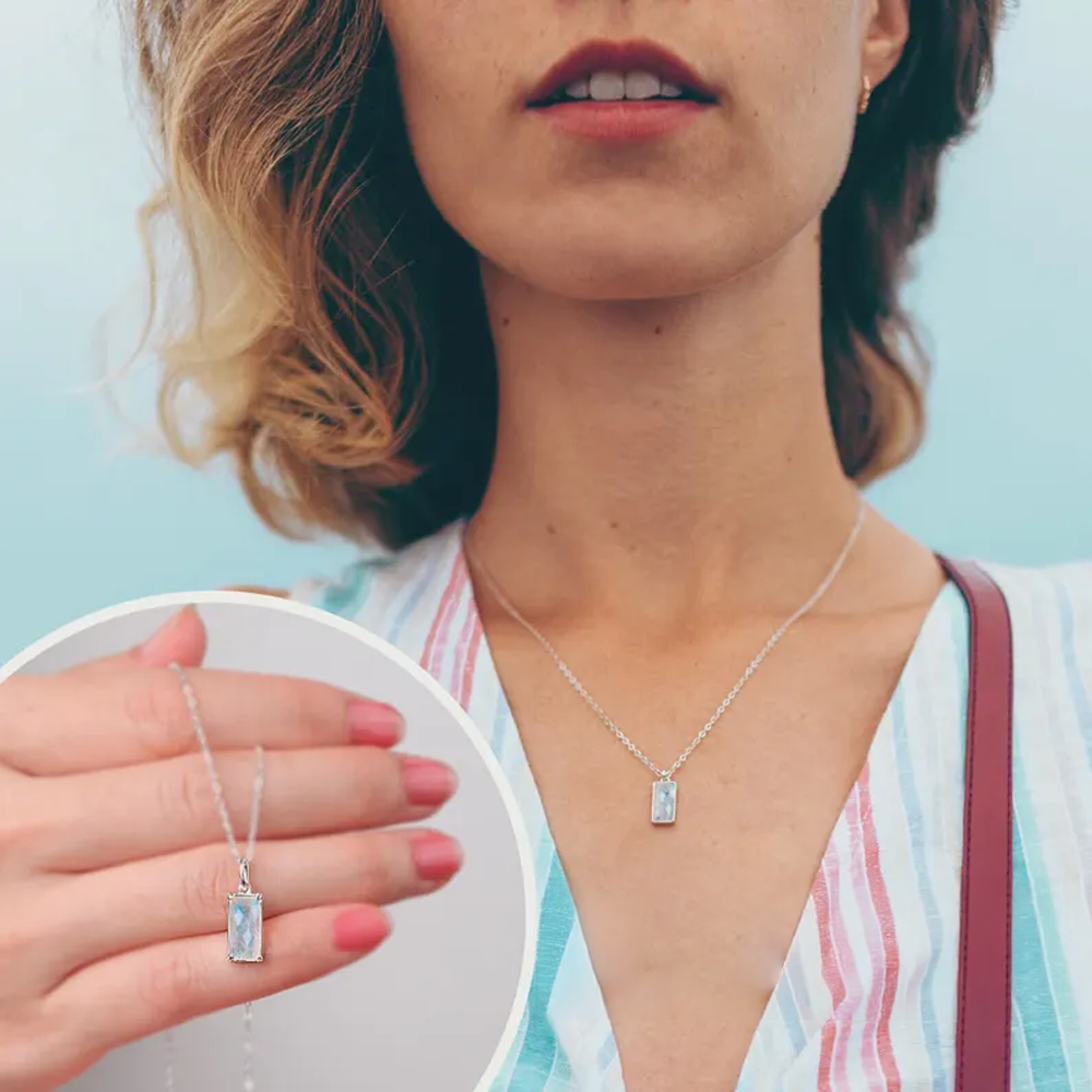 Collana Pietra di Luna Rettangolare in Argento Sterling 925 - A mia Suocera